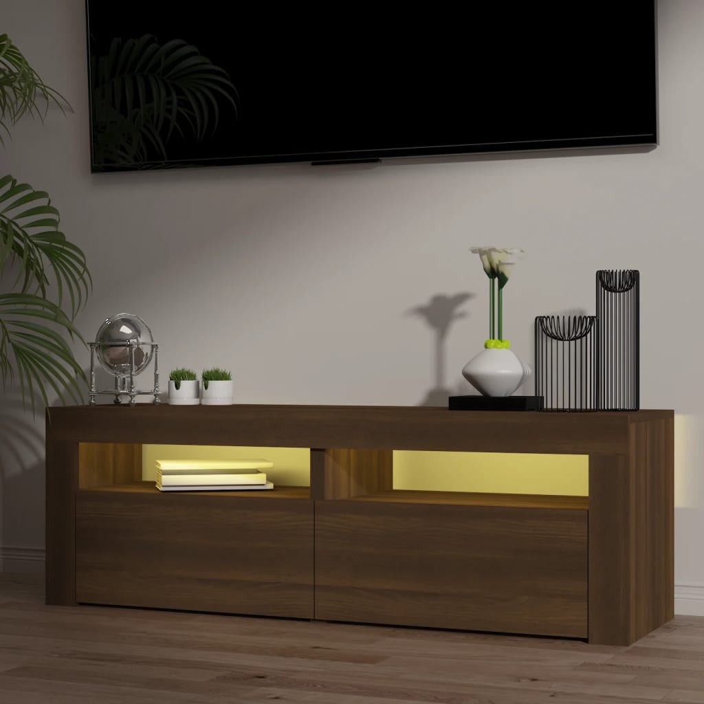 Meuble TV avec lumières LED Chêne marron 120x35x40 cm | meublestv.fr 12