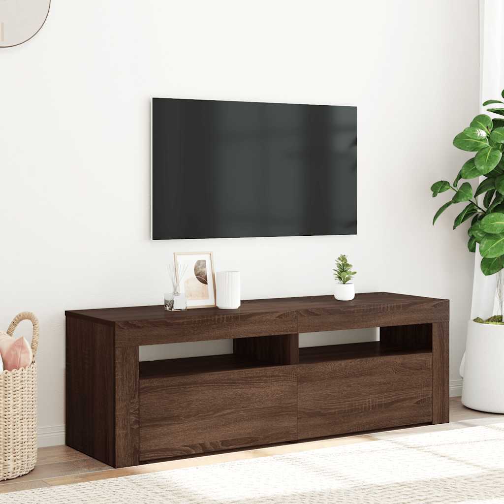 vidaXL Szafka pod TV z owietleniem LED, brzowy db, 120x35x40 cm