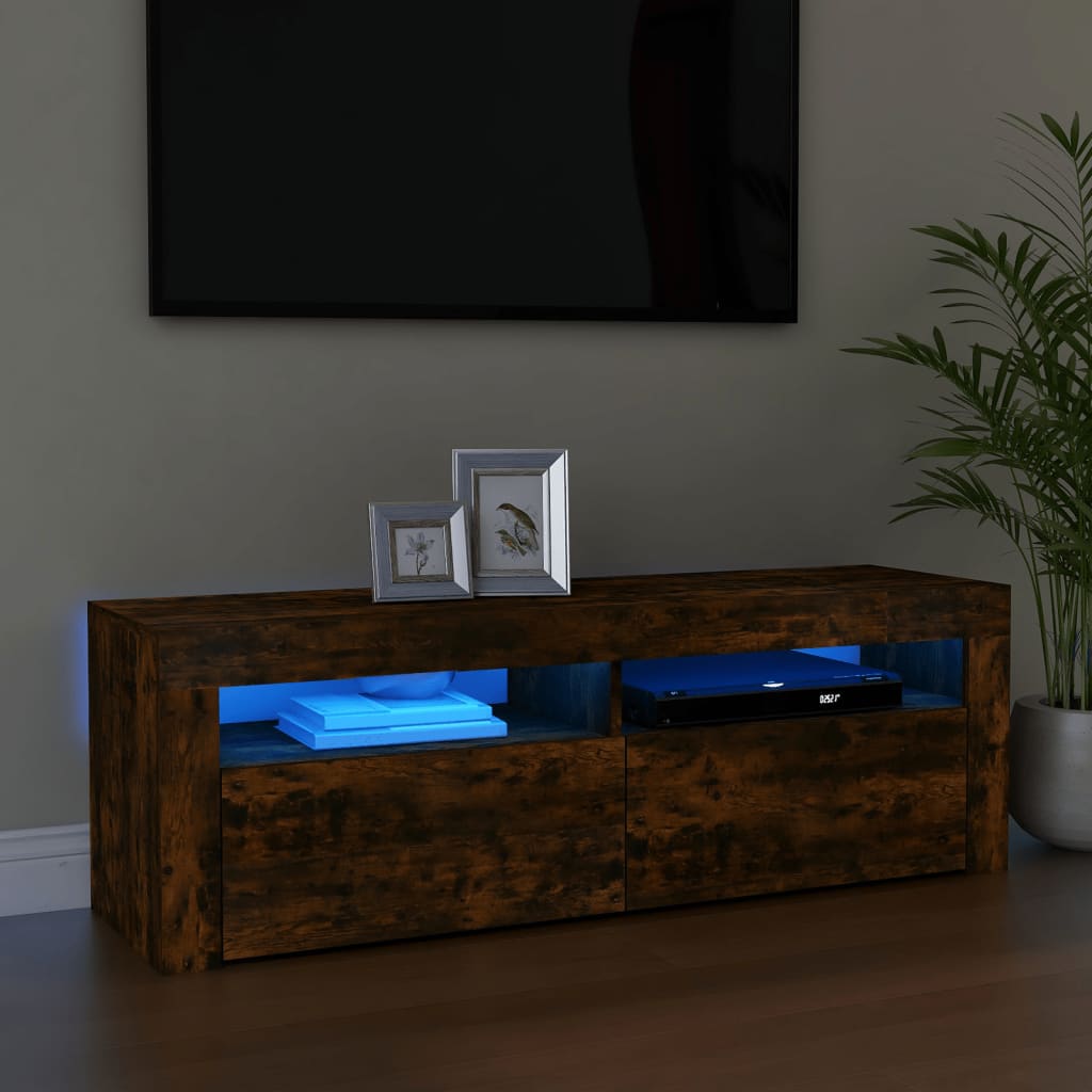 vidaXL Szafka pod TV z owietleniem LED, przydymiony db, 120x35x40 cm