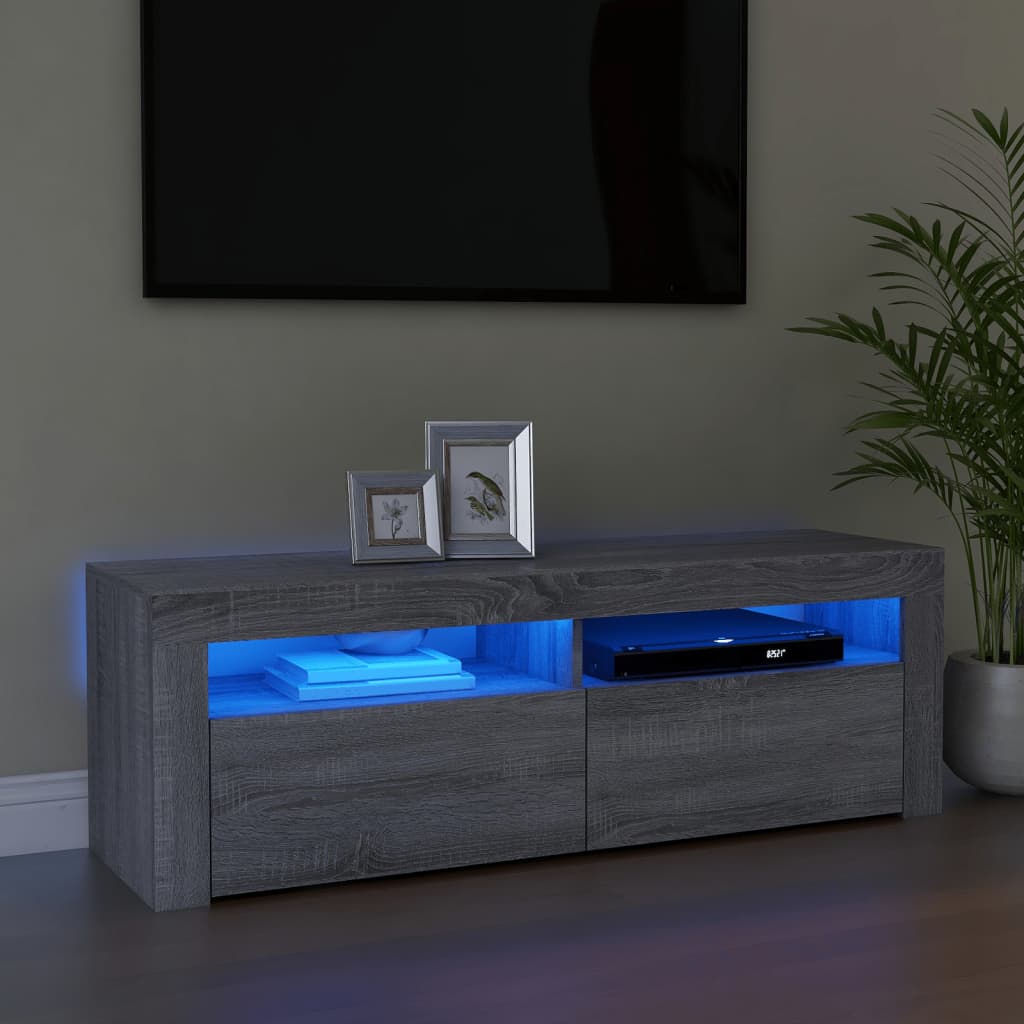 vidaXL Meuble TV avec lumières LED Sonoma gris 120x35x40 cm