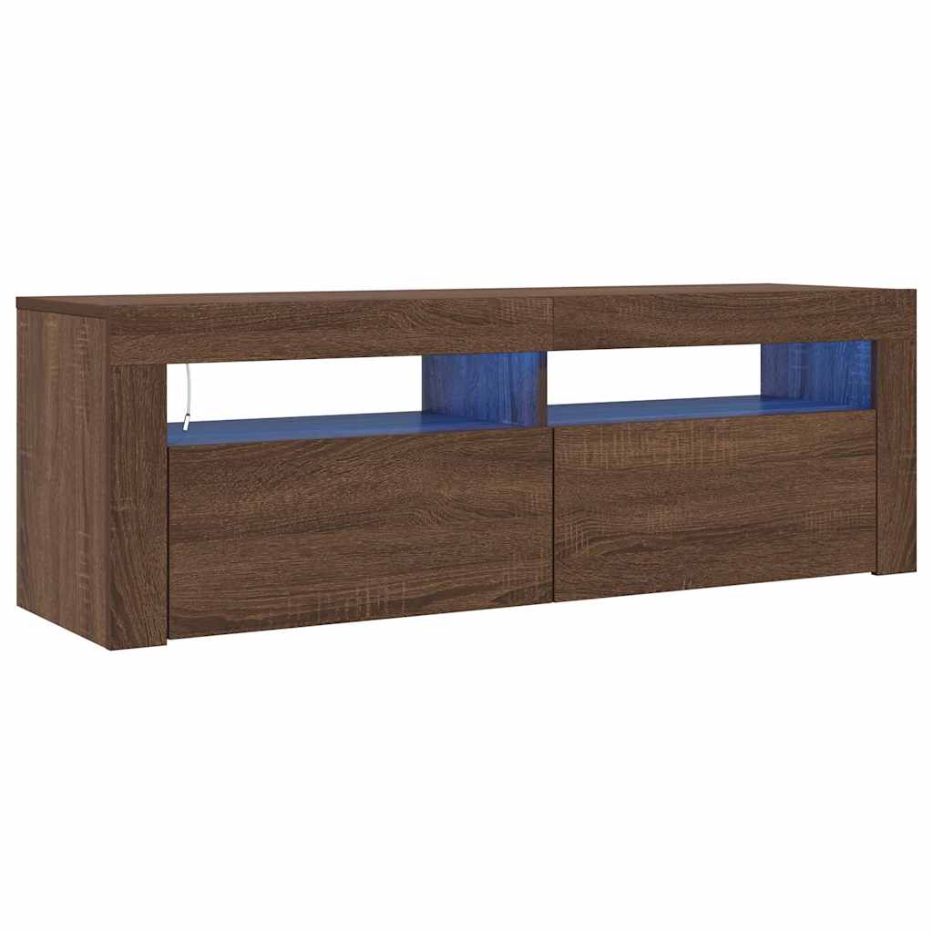 vidaXL TV skříňka s LED osvětlením hnědý dub 120 x 35 x 40 cm