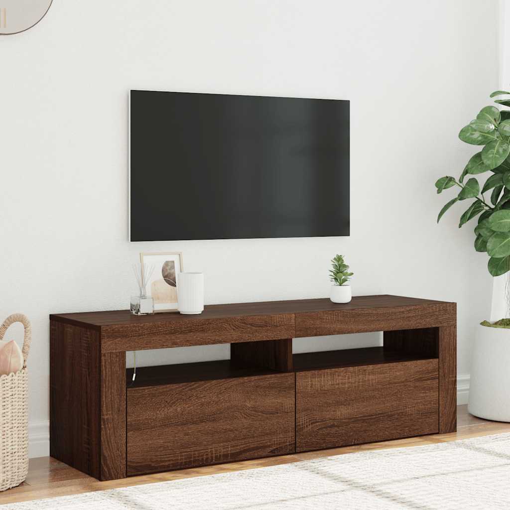 vidaXL Szafka pod TV z owietleniem LED, brzowy db, 120x35x40 cm