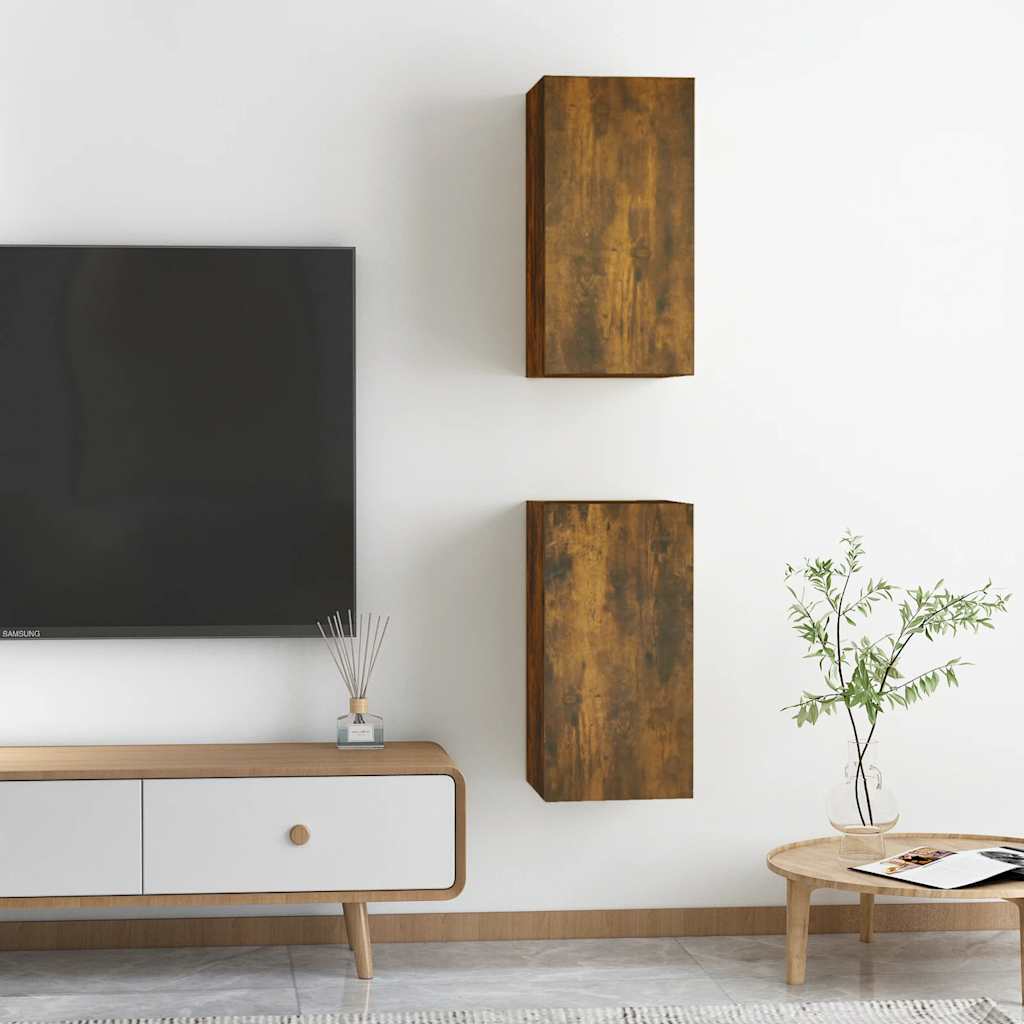 Thumbnail - vidaXL TV-Schränke 2 Stk. Räuchereiche 30,5x30x60 cm Holzwerkstoff