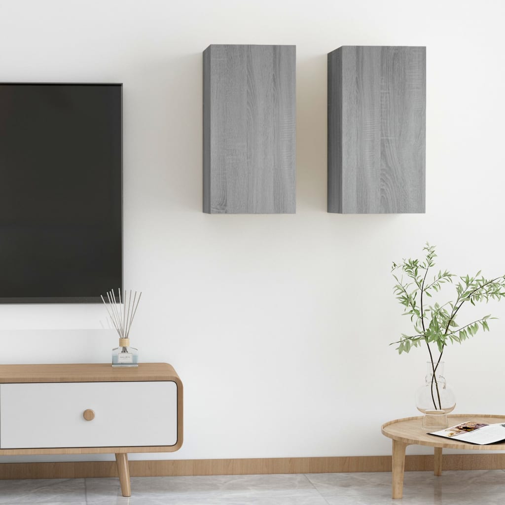 vidaXL tv-bord 2 stk. 30,5x30x60 cm konstrueret træ grå sonoma-eg