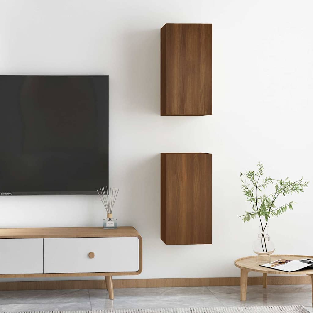 vidaXL Tv-meubelen 2 st 30,5x30x60 cm bewerkt hout bruin eikenkleur afbeelding