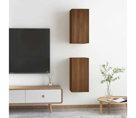 vidaXL TV-benker 2 stk brun eik 30,5x30x60 cm konstruert tre