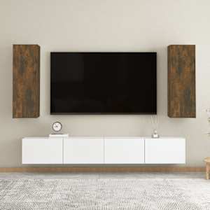 TV omarica 2 kosa dimljeni hrast 30,5x30x90 cm inženirski les