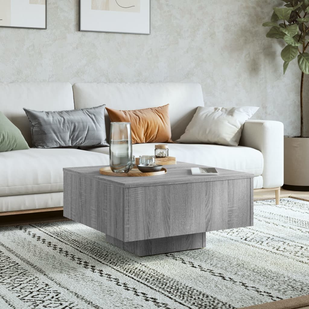 vidaXL Salontafel 60x60x31,5 cm bewerkt hout grijs sonoma eikenkleurig afbeelding