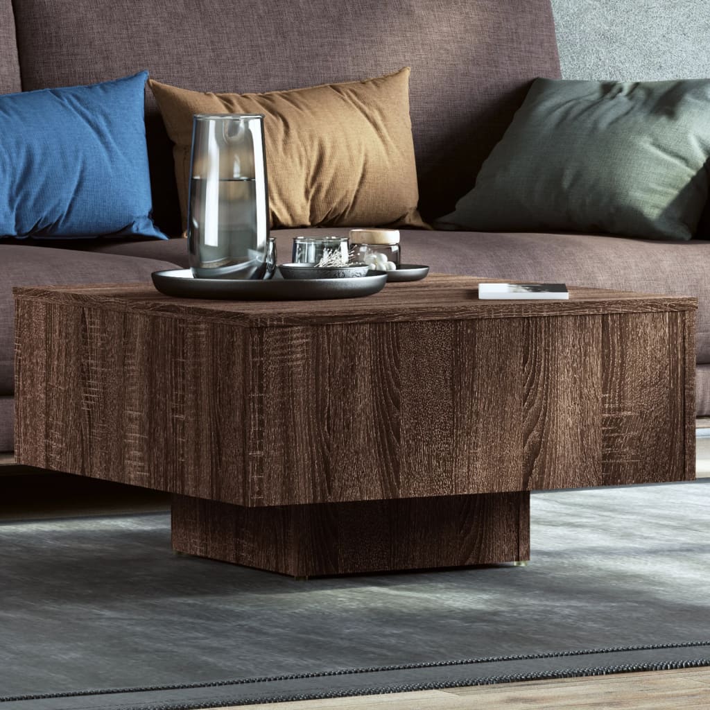 vidaXL sofabord 60x60x31,5 cm konstrueret træ brun egetræsfarve