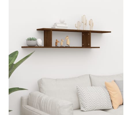 vidaXL Sein&auml;kiinnitett&auml;v&auml; TV-hylly ruskea tammi 125x18x23 cm levy