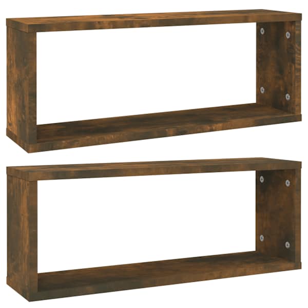 vidaXL seina kuubikriiulid 2 tk suitsutatud tamm 60x15x23 cm tehispuit