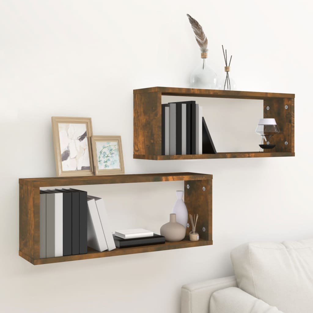 vidaXL P�ki �cienne, 2 szt., przydymiony d�b, 60x15x23 cm