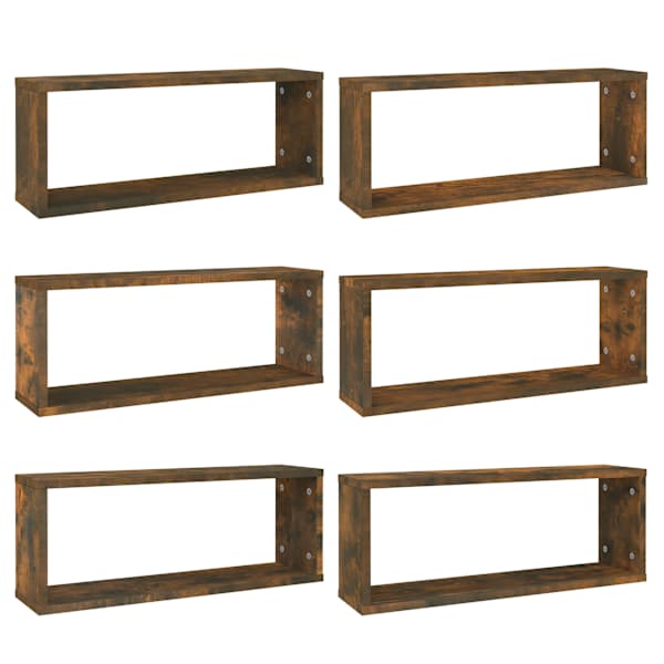 vidaXL seina kuubikriiulid 6 tk suitsutatud tamm 60x15x23 cm tehispuit