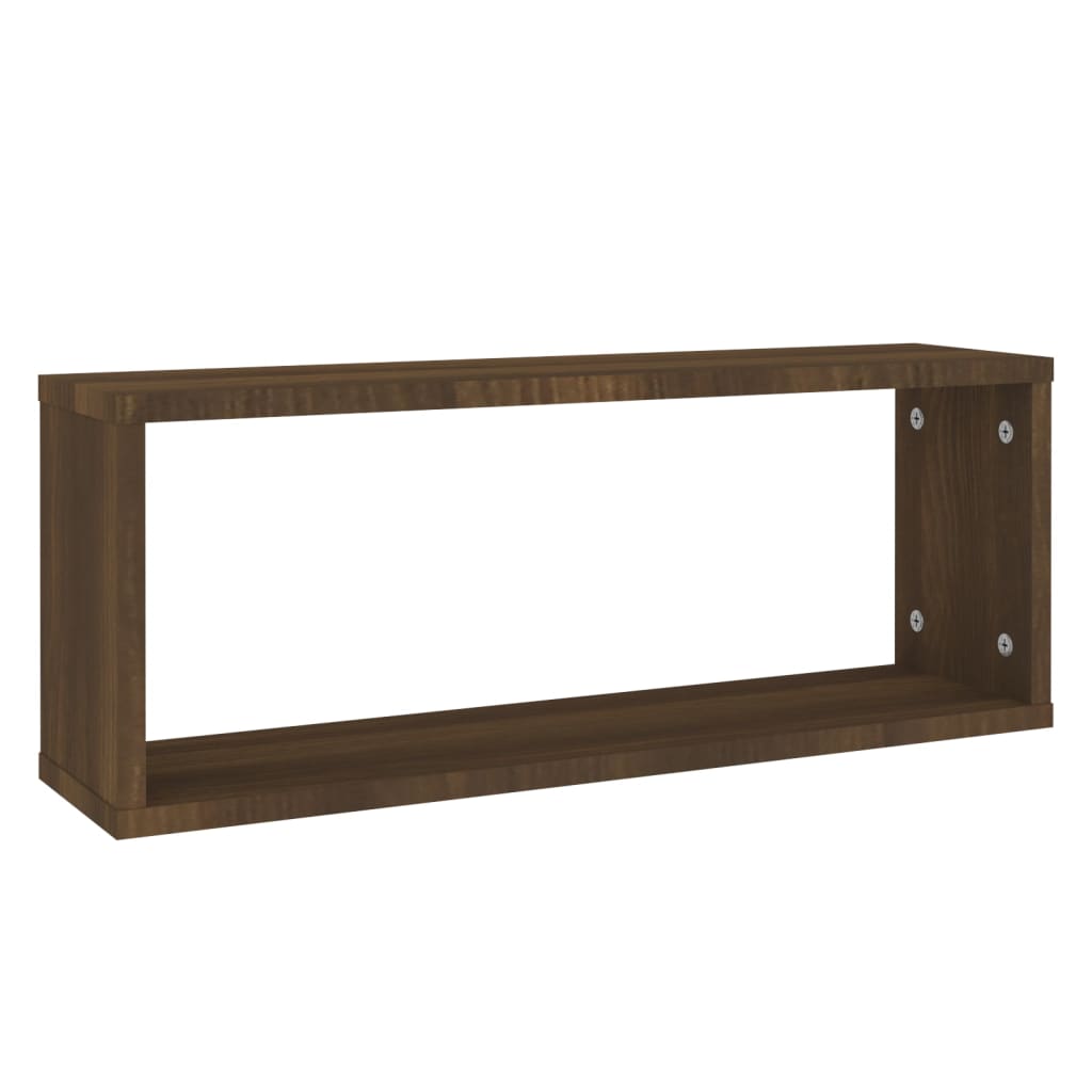 vidaXL Wall Cube Shelves 2 pcs Brown Oak 60x15x23 cm Engineered Wood