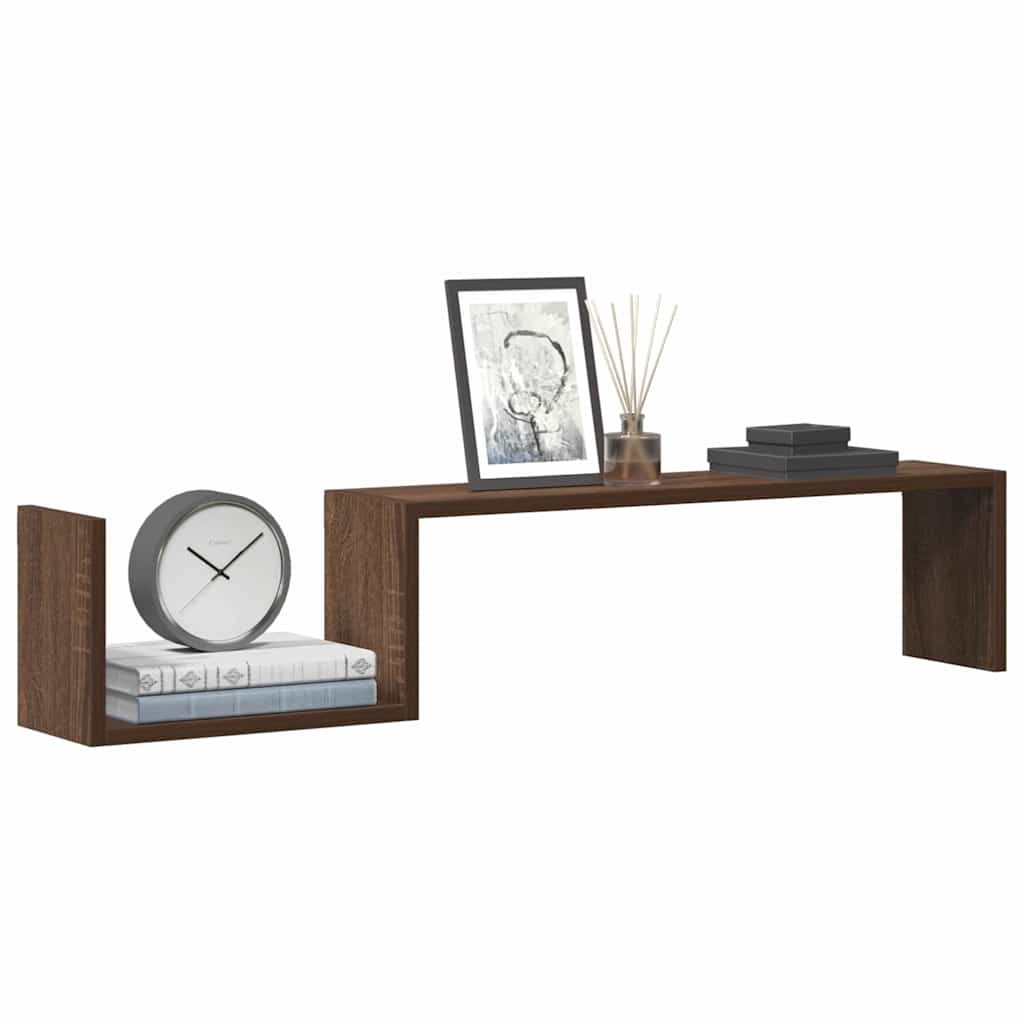 vidaXL Seinähyllyt 2 kpl ruskea tammi 100x15x20 cm tekninen puu