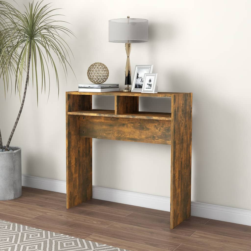 vidaXL Wandtafel 78x30x80 cm bewerkt hout gerookt eikenkleurig afbeelding