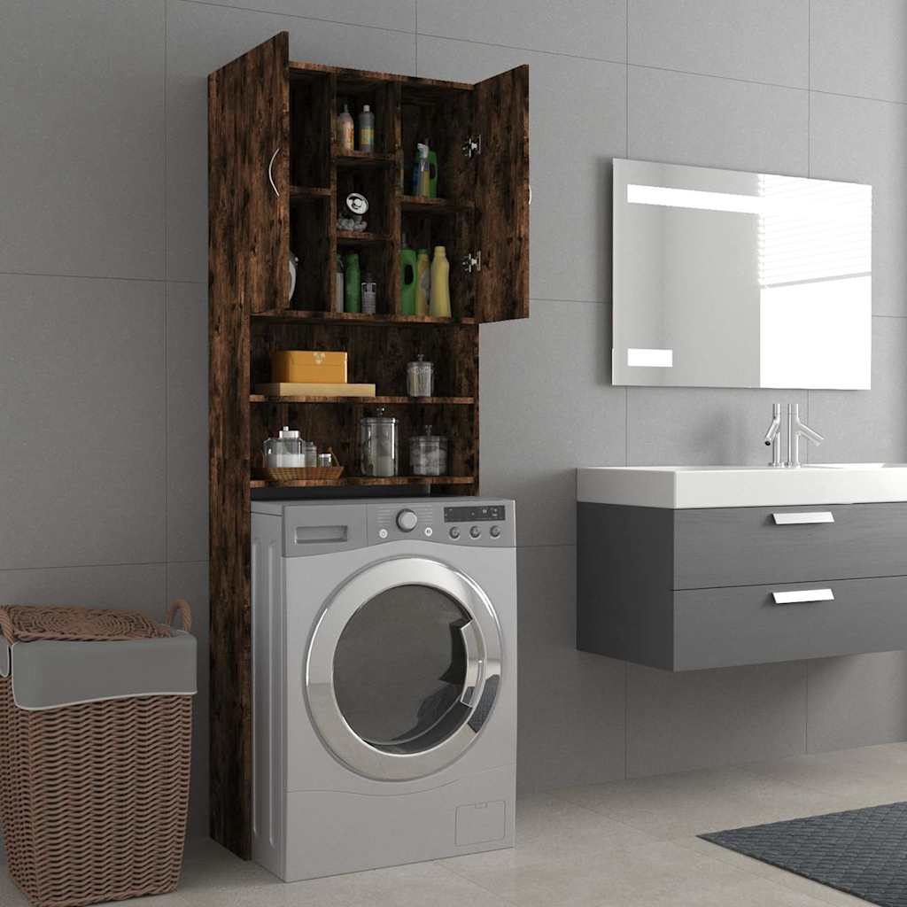 vidaXL Wasmachinekast 64x25,5x190 cm gerookt eikenkleurig afbeelding