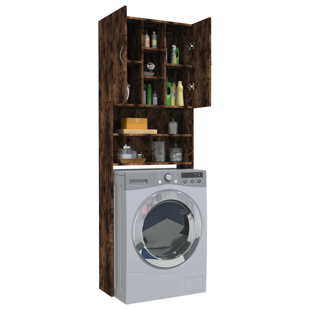 Meuble d'entourage pour machine à laver et sèche-linge avec étagère en  hauteur 64x25,5x190 cm - Meuble Lave Linge Sèche Linge