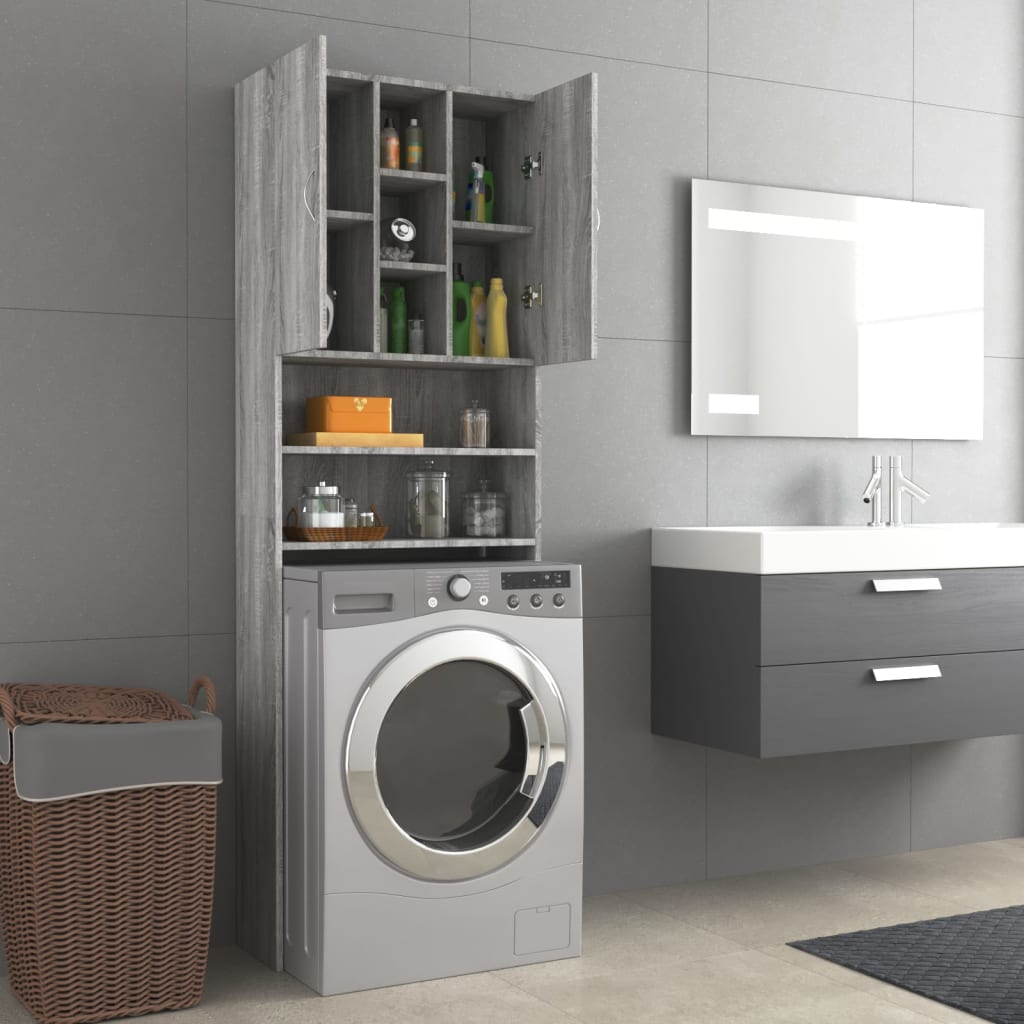 Vidaxl meuble pour machine à laver sonoma gris 64x24x190 cm VIDAXL Pas Cher  