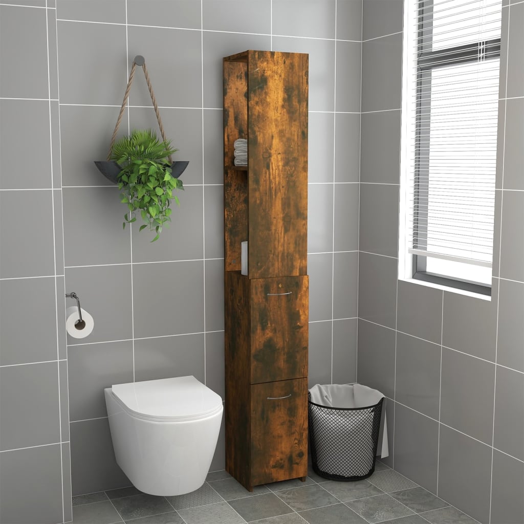 

vidaXL Badkamerkast 25x25x170 cm bewerkt hout gerookt eikenkleurig