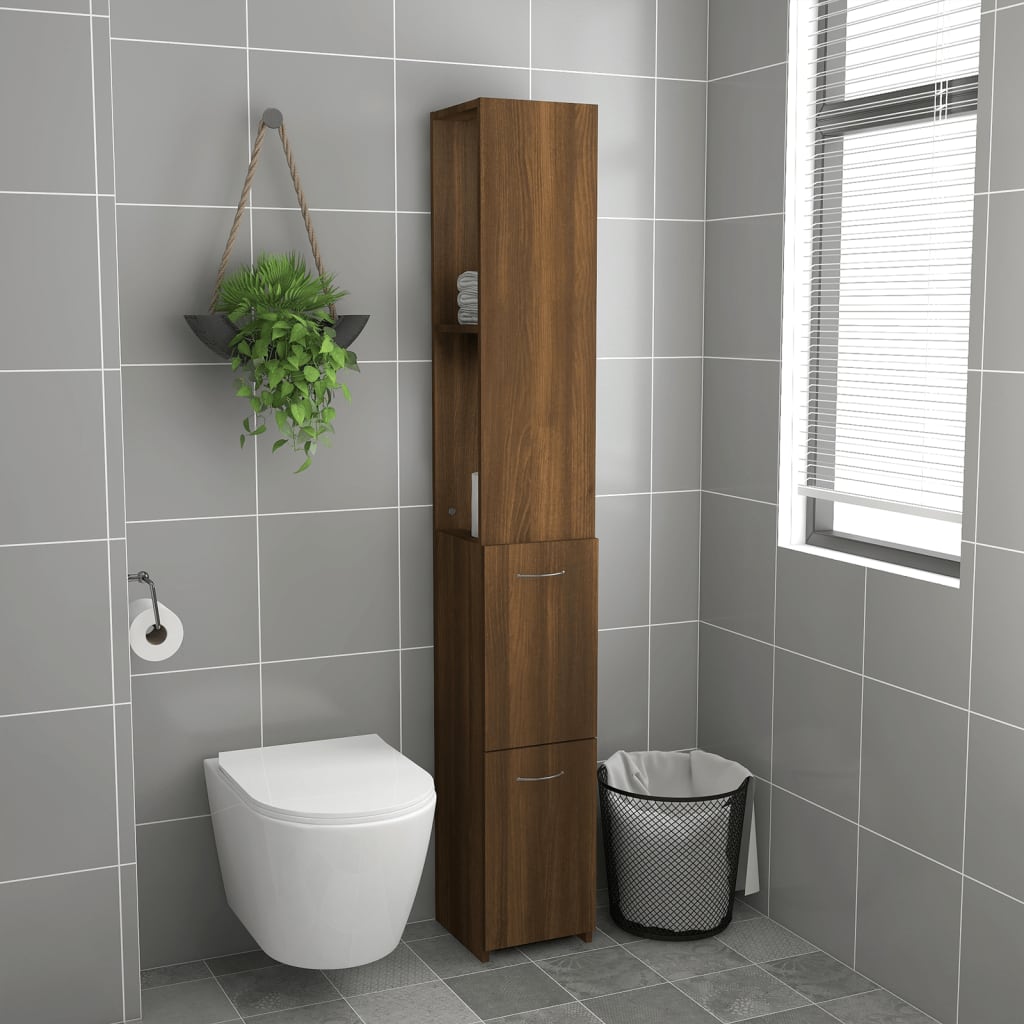 vidaXL Badkamerkast 25x26,5x170 cm bewerkt hout bruin eikenkleur afbeelding