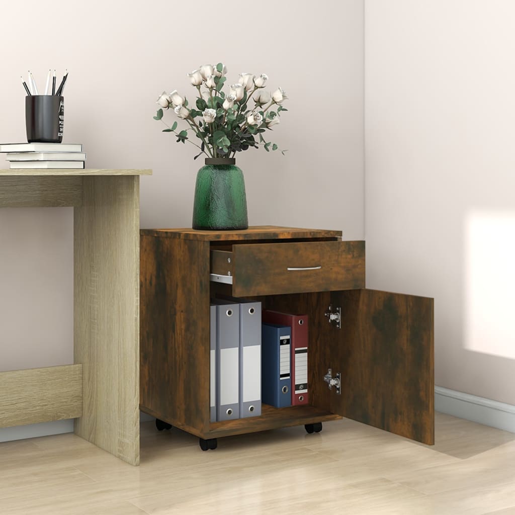 vidaXL Rolkast 45x38x54 cm bewerkt hout gerookt eikenkleurig afbeelding