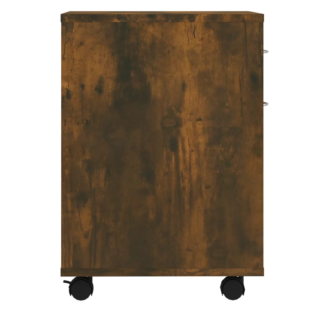 füstös tölgy színű szerelt fa kerekes szekrény 45 x 38 x 54 cm
