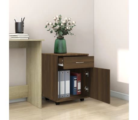 vidaXL Rolling Cabinet Brown Oak 45x38x54 cm Engineered Wood