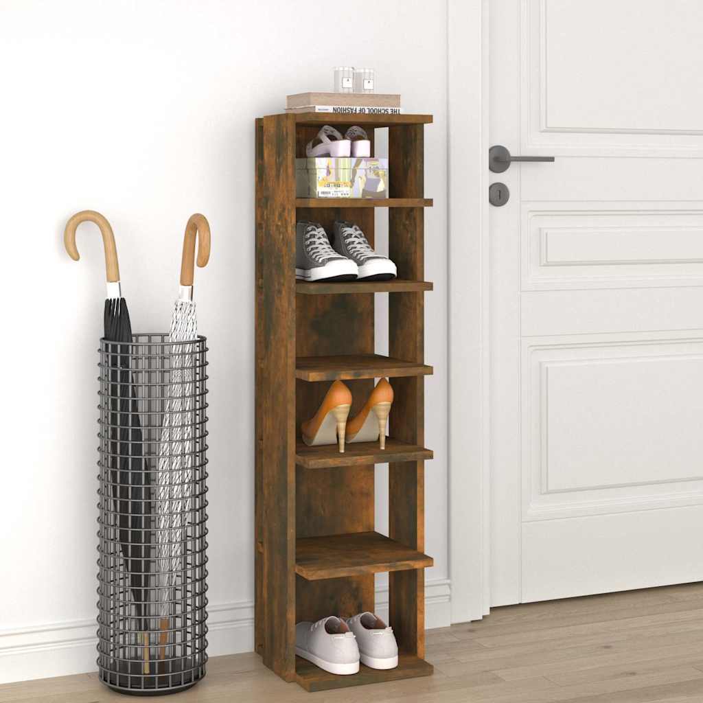 vidaXL Stojak na buty, przydymiony d�b, 27,5x27x102 cm