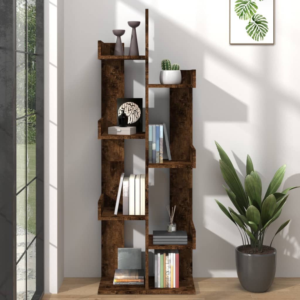 vidaXL BibliotecÄƒ, stejar fumuriu, 48×25,5×140 cm, lemn prelucrat