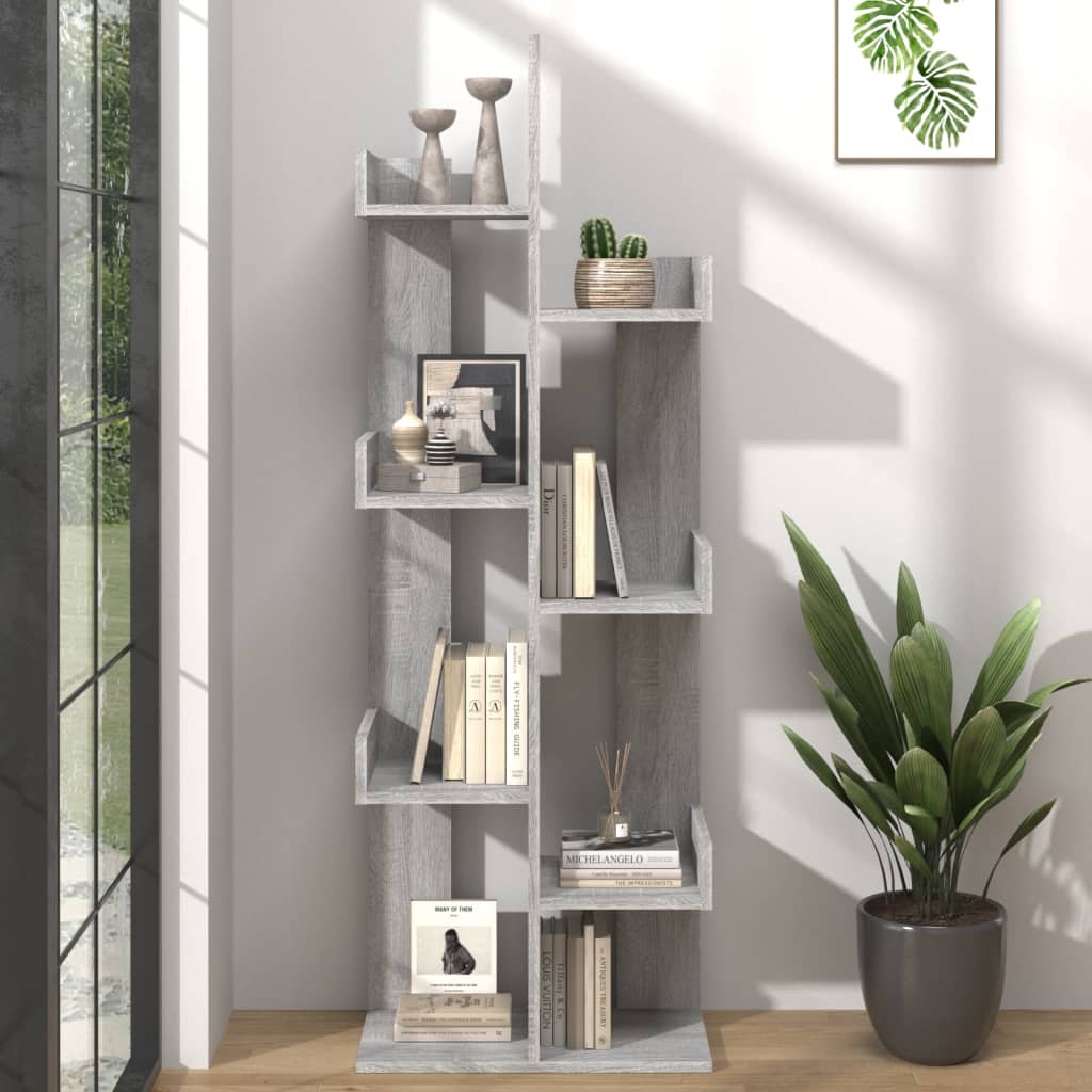 vidaXL Bücherschrank 48x25,5x140 cm Grau Sonoma Holzwerkstoff