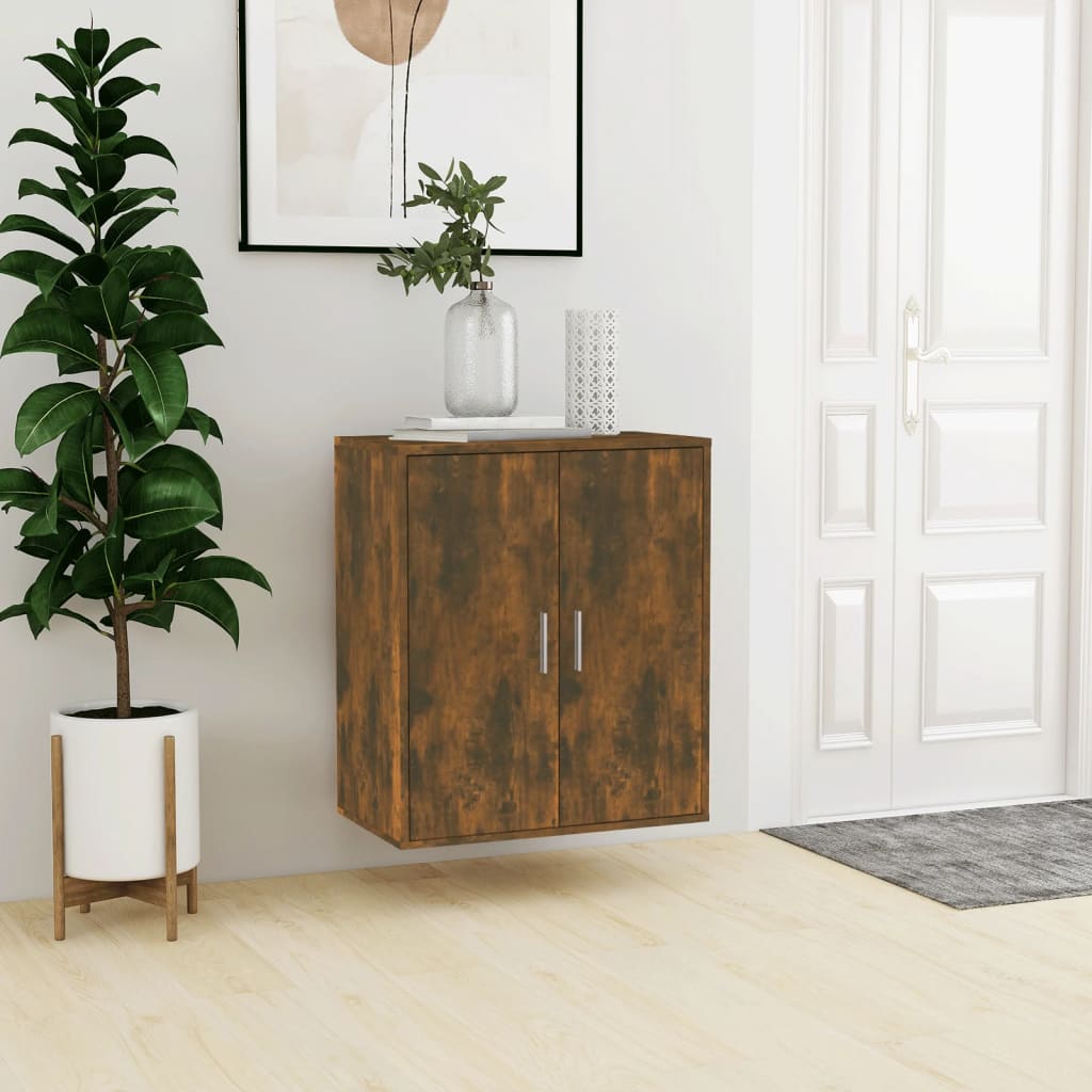 vidaXL Shoe Cabinet Smoked Oak 60x35x70 cm Engineered Wood