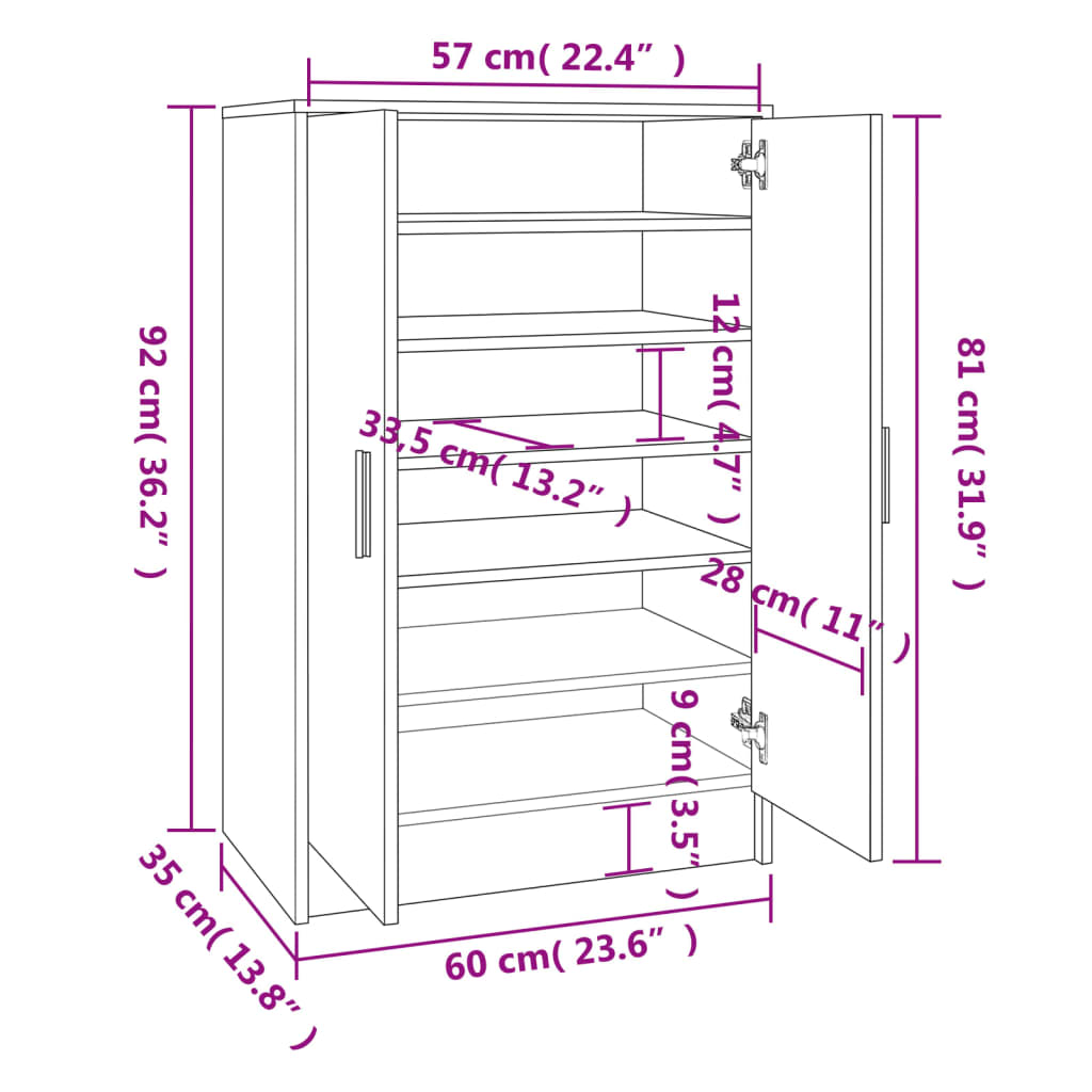 Scarpiera 60x35x92 cm in Truciolato Organizer Scarpe Colori Diversi vidaXL