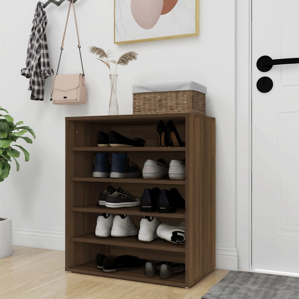 vidaXL Schoenenkast 60x35x70 cm bewerkt hout bruin eikenkleur afbeelding