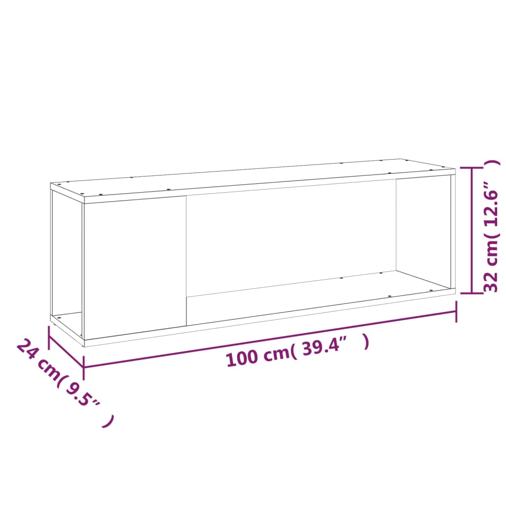 TV ormarić boja dimljenog hrasta 100x24x32 cm konstruirano drvo