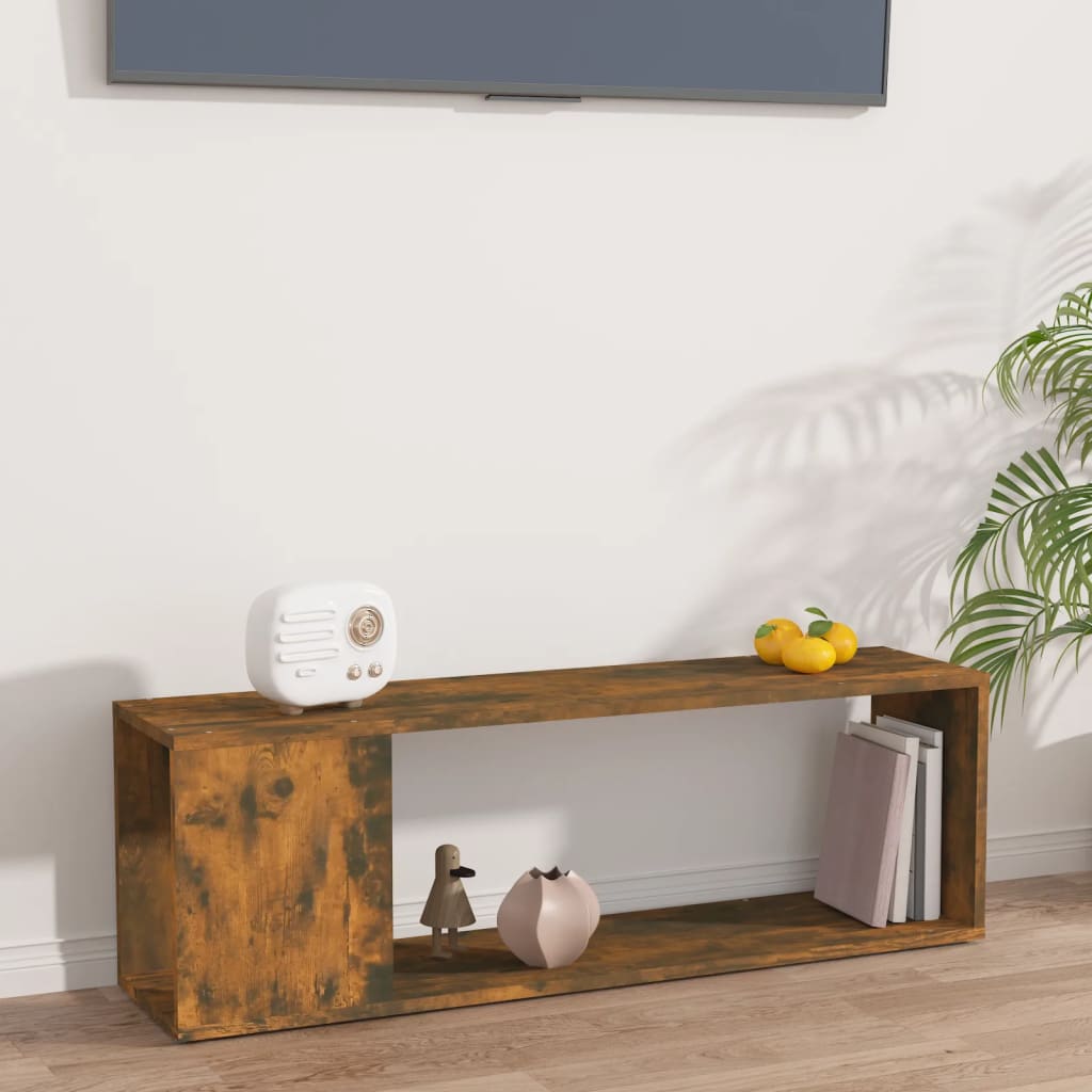 vidaXL Comodă TV, stejar fumuriu, 100x24x32 cm, lemn prelucrat