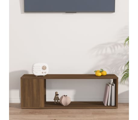 vidaXL TV Cabinet Brown Oak 100x24x32 cm Engineered Wood