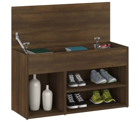 vidaXL Schoenenbank 80x30x45 cm bewerkt hout bruin eikenkleur