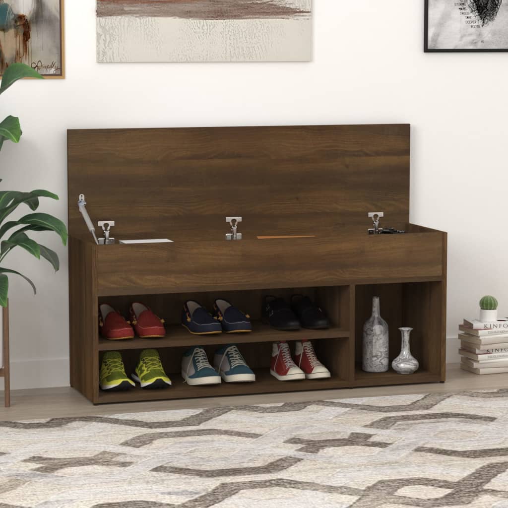 vidaXL Bancă pentru pantofi stejar maro 105x30x45 cm lemn prelucrat