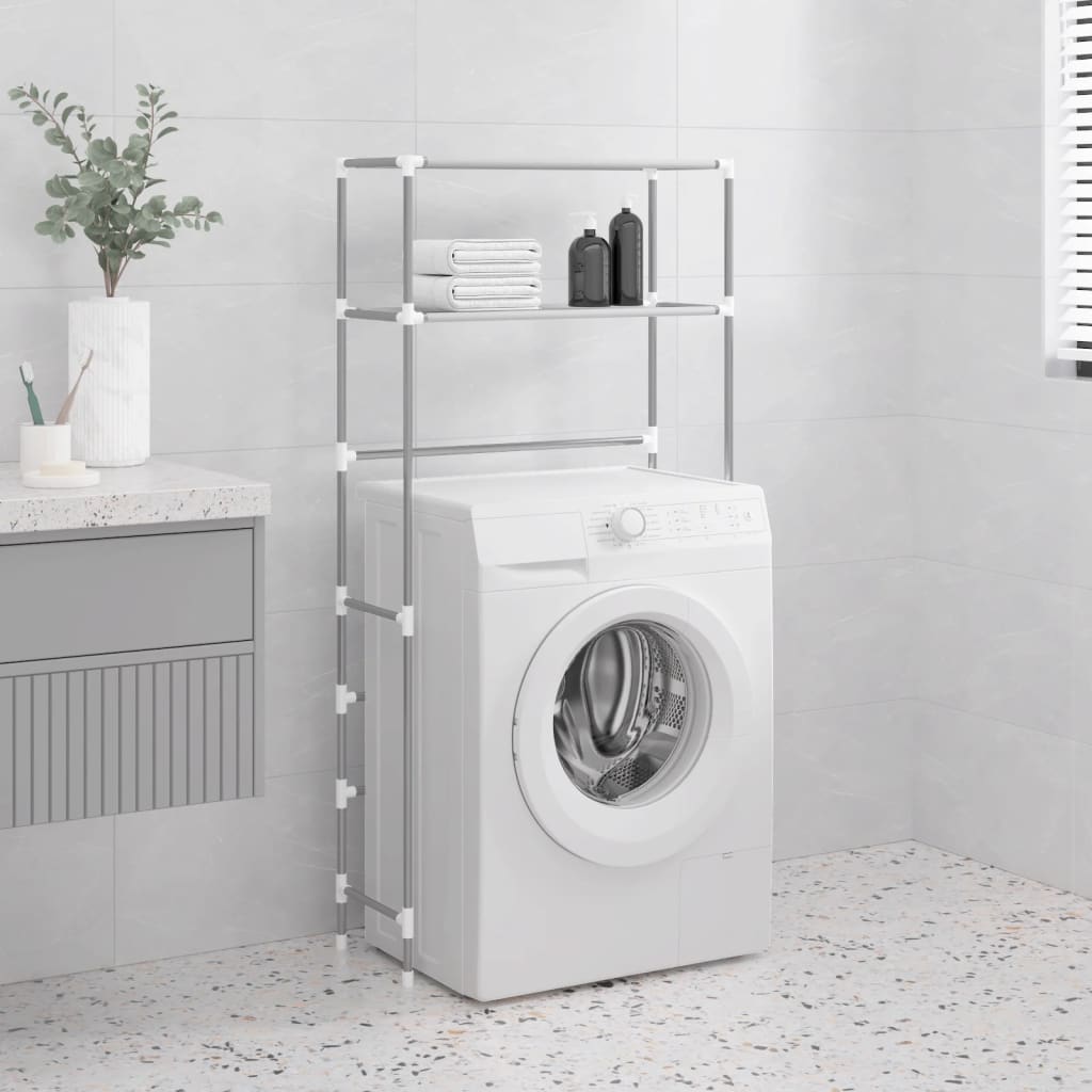 Photos - Towel Holder VidaXL 2-Tier Storage Rack over Washing Machine Grey 69x28x143 cm Iron 