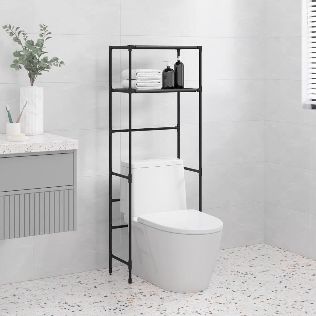 Toilettenregal 2 Ablagen Schwarz 53,5x28x143 cm Eisen