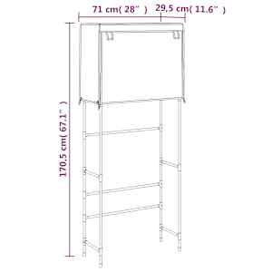 2patrový úložný regál nad pračku černý 71x29,5x170,5 cm železo - obrázek 9