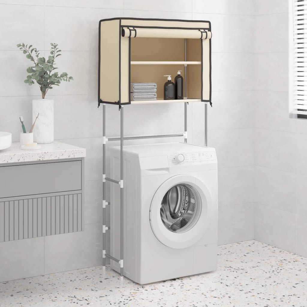 vidaXL Estante arrumação p/ máquina de lavar roupa 2 prat. ferro creme