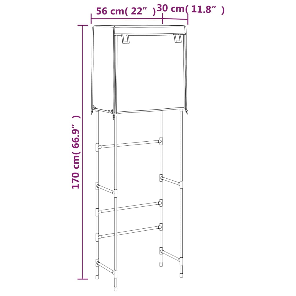 2 szintes barna vas WC feletti tárolóállvány 56x30x170 cm 