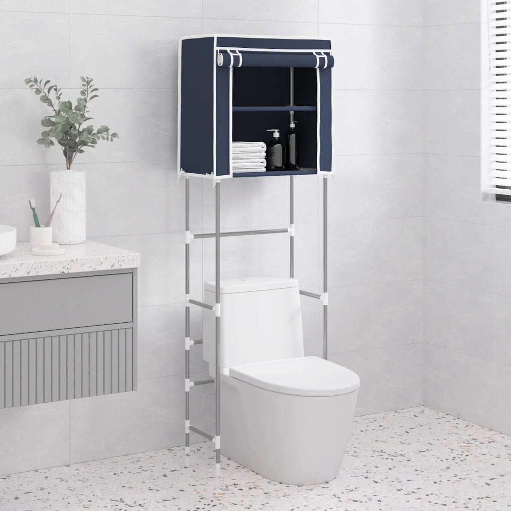 Support de rangement 2 niveaux sur toilette Bleu 56x30x170 cm