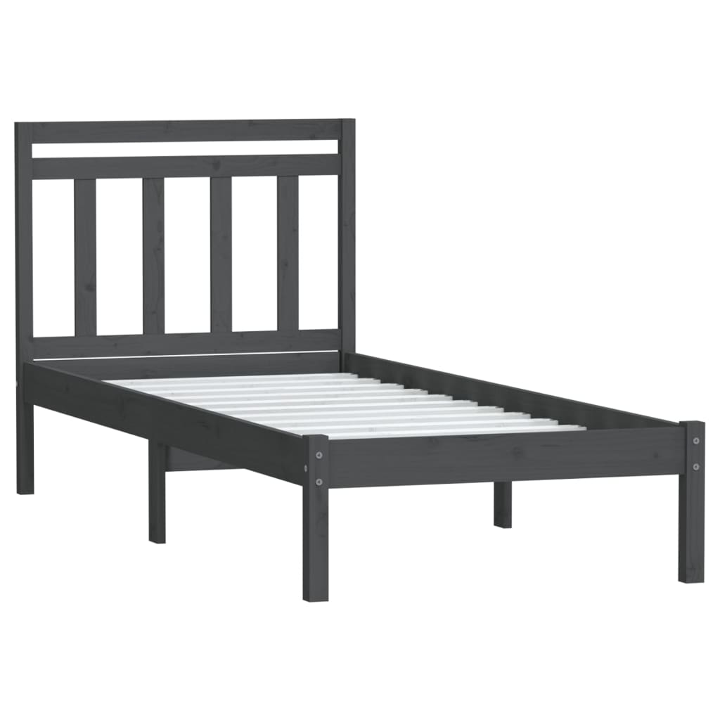 

vidaXL Bedframe massief hout grijs 90x190 cm 3FT single