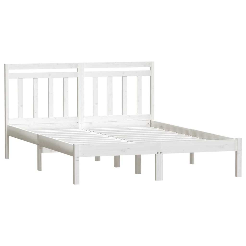 

vidaXL Bedframe massief hout wit 120x190 cm 4FT small double