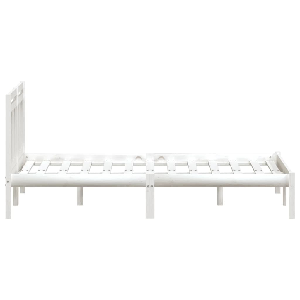 Cadru de pat mic dublu 4FT, alb, 120x190 cm, lemn masiv