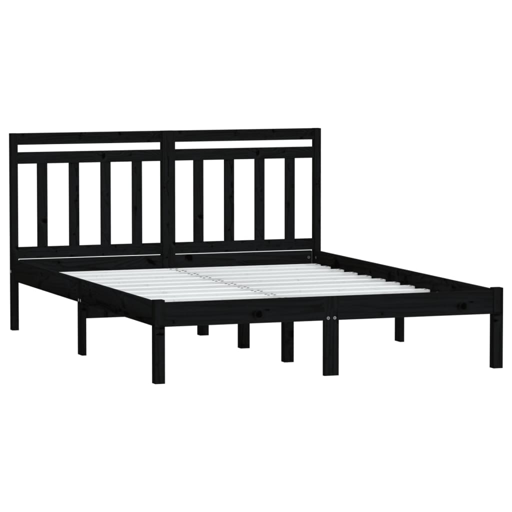

vidaXL Bedframe massief hout zwart 120x190 cm 4FT small double