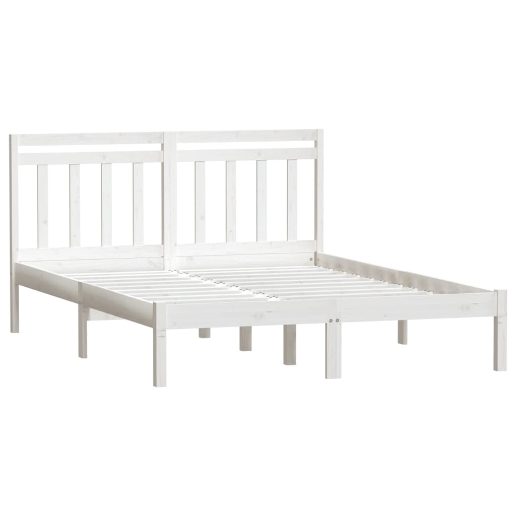 vidaXL Bed Frame without Mattress White Double Solid Wood